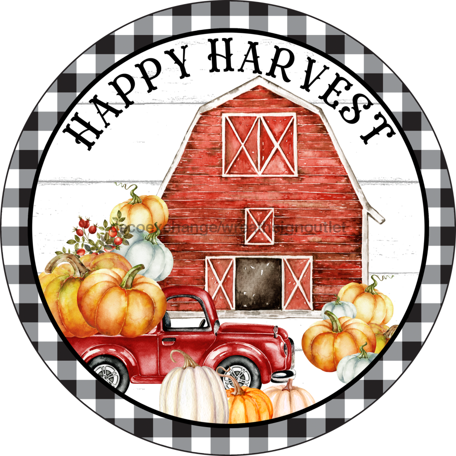 Wreath Sign, Harvest Sign, Fall Farmhouse Sign, DECOE-2103, Sign For Wreath, Round Sign, DecoExchange - DecoExchange