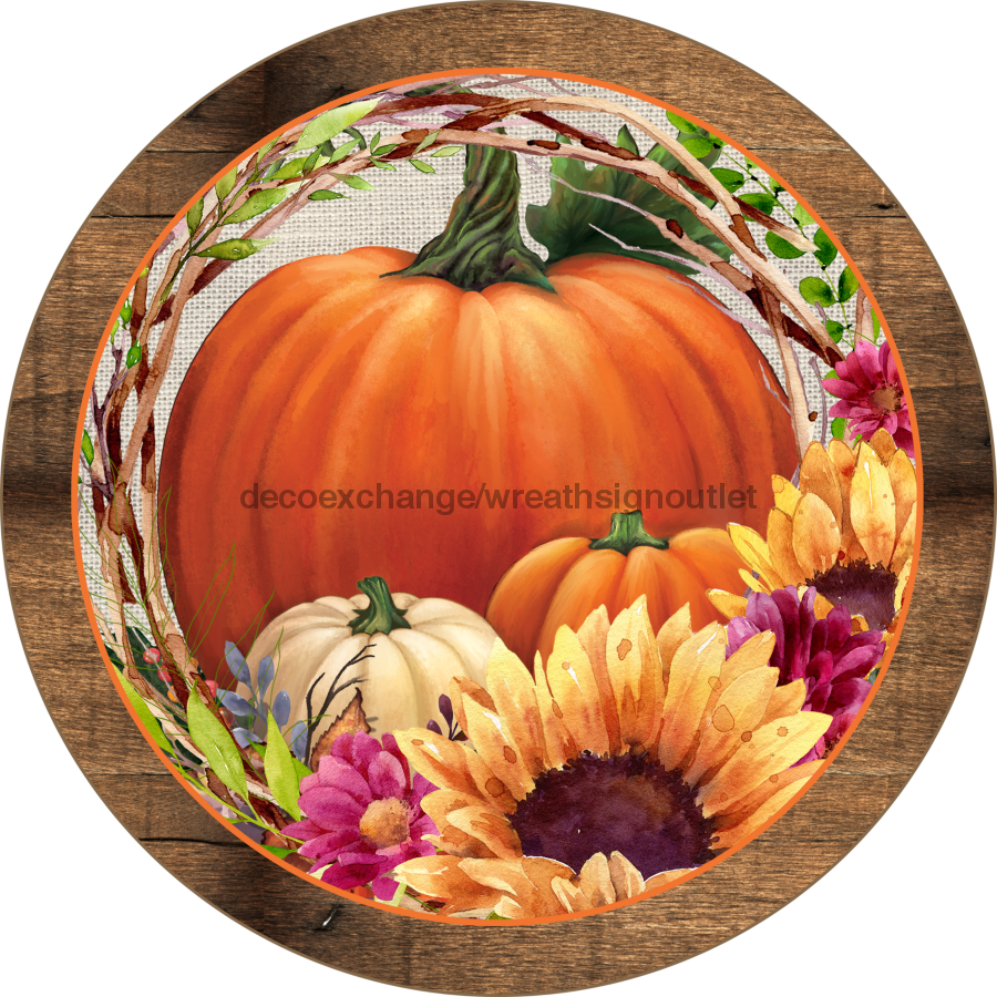 Wreath Sign, Harvest Sign, Pumpkin Fall Sign, DECOE-2105, Sign For Wreath, Round Sign,  wood wreath sign, 10 round, fall