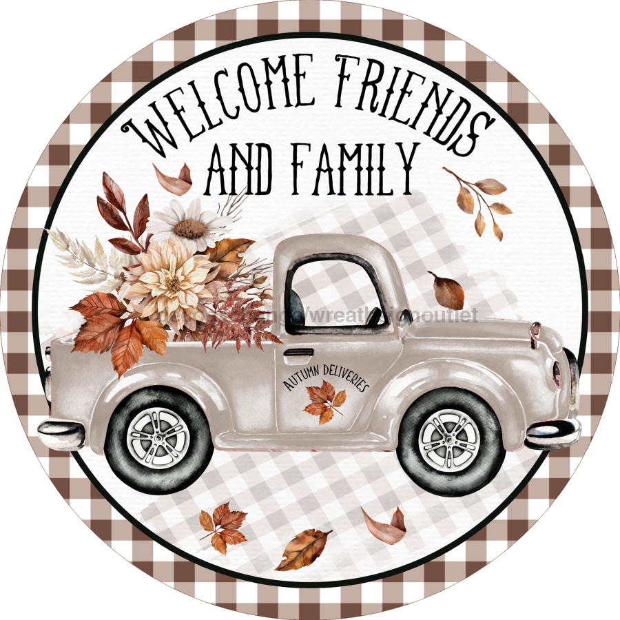 Wreath Sign, Harvest Sign, Truck Fall Sign, DECOE-2107, Sign For Wreath, Round Sign, DecoExchange - DecoExchange¬Æ