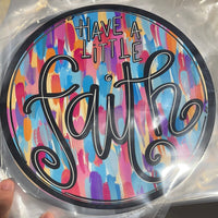 Thumbnail for Have A Little Faith Blue of 10" Metal Wreath Sign - TB-004D