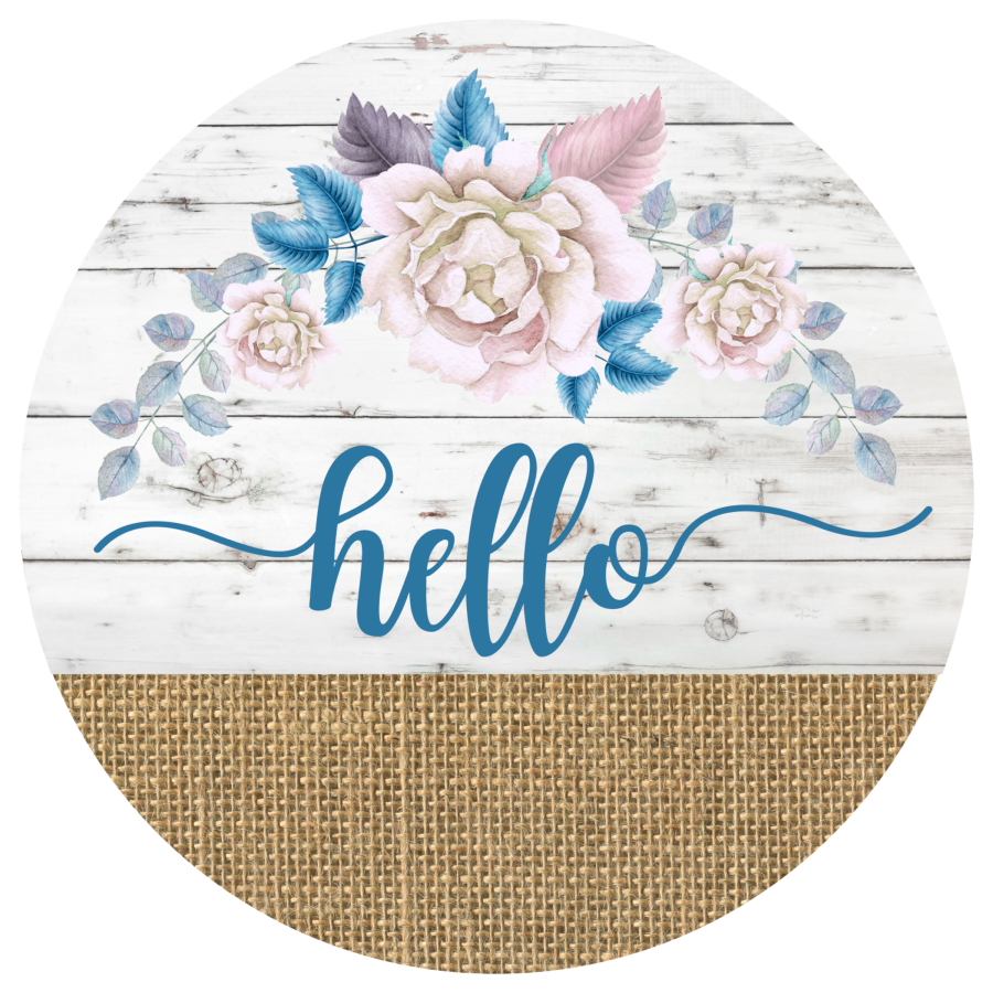 Hello Burlap Rose Pink 18" Wood Door Hanger - DECOE-208-DH