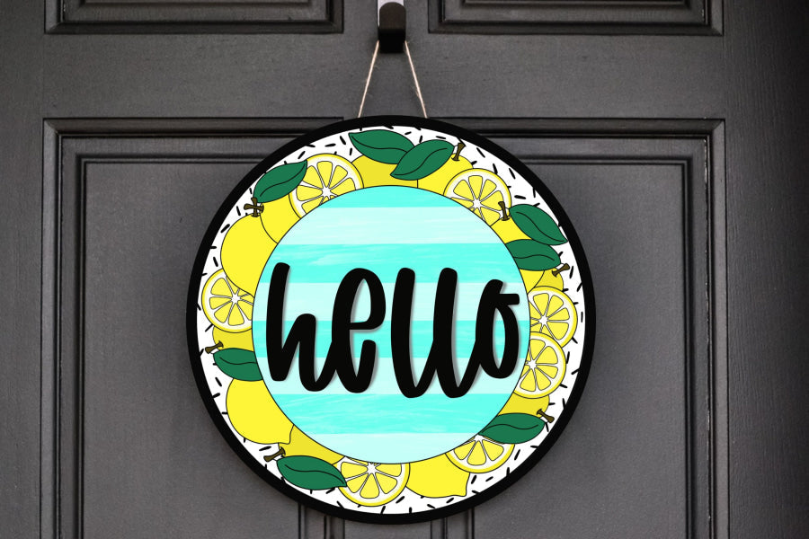 Hello Lemon 18" Wood Door Hanger - CR-055-DH