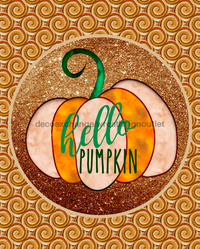 Thumbnail for Wreath Sign, Hello Pumpkin Gold Sign, Fall Sign, 8x10