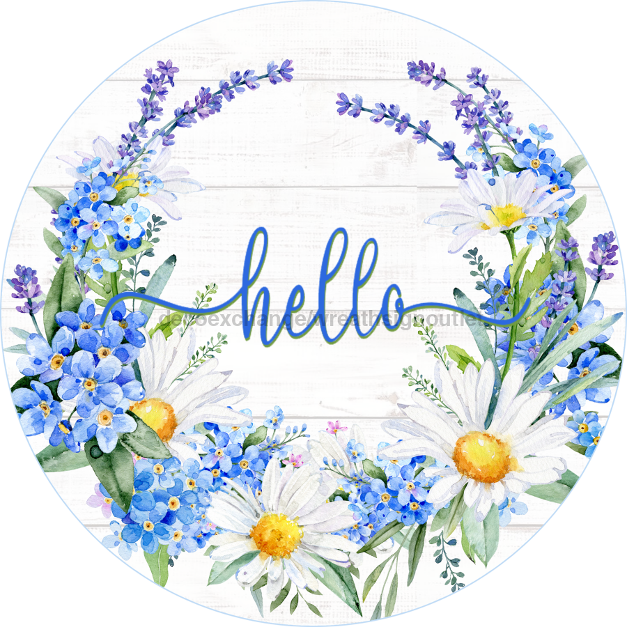Hello Spring Floral 18" Wood Door Hanger - DECOE-257-DH