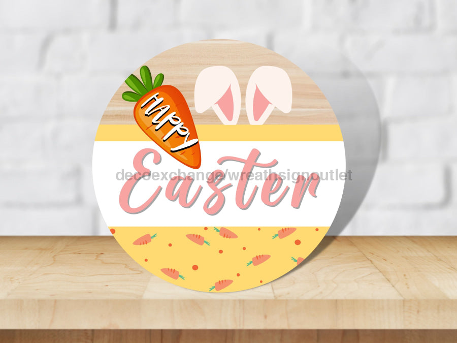 Hello Spring Yellow Bunny Easter 10" Metal Wreath Sign - DECOE-4083