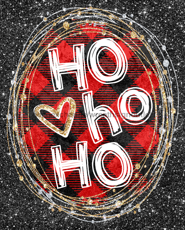 Wreath Sign, Ho Ho Ho, Black Christmas Sign, 8"x10" Metal Sign, DECOE-987, Sign For Wreath, DecoExchange - DecoExchange