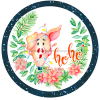 Thumbnail for Ho Ho Christmas Pig 18" Wood Door Hanger - DECOE-065-DH