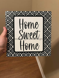 Thumbnail for Wreath Sign, Home Sweet Home Black/White Metal Sign 12