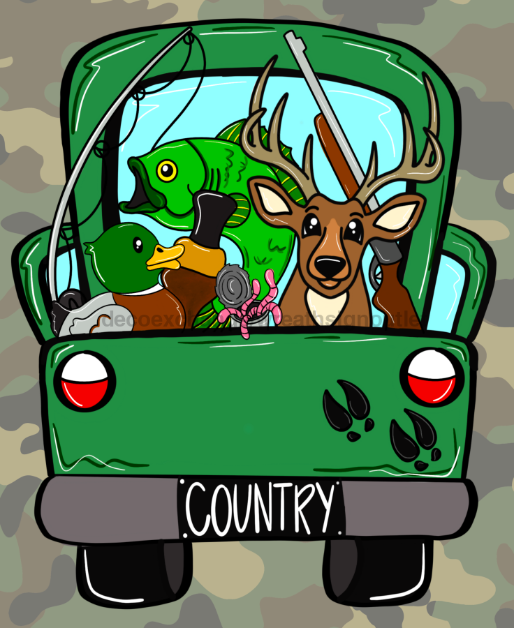 Hunting Wreath Truck Wreath 8x10" Metal Wreath Sign - CR-011