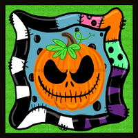 Thumbnail for Jack O Lantern Pumpkin Halloween 10x10" Metal Wreath Sign - DECOE-153