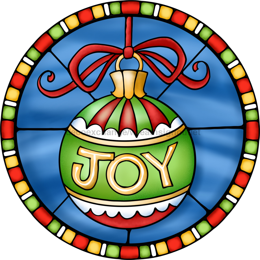 Wreath Sign, Joy Sign, Christmas Sign, Stained Glass, DECOE-1113, Sign For Wreath, DecoExchange - DecoExchange¬Æ