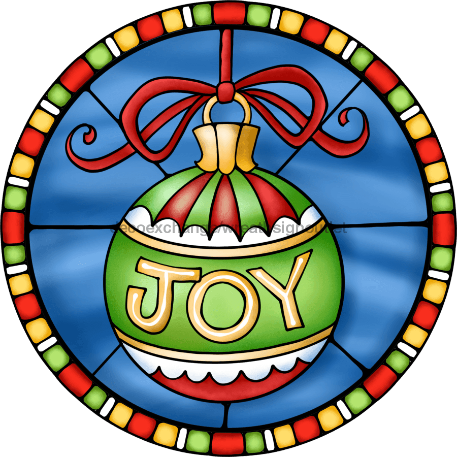 Wreath Sign, Joy Sign, Christmas Sign, Stained Glass, DECOE-1113, Sign For Wreath 8 round, metal sign, christmas
