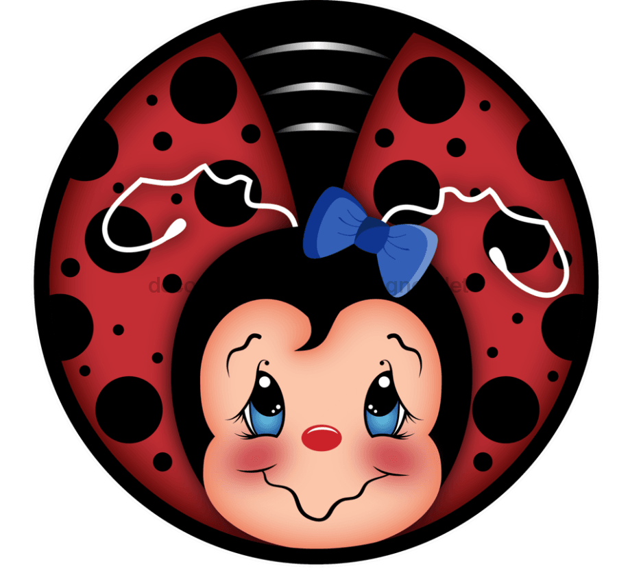 Wreath Sign, Lady Bug Sign, Lady Bug Blue Bow, DECOE-1025, Sign For Wreath, DecoExchange - DecoExchange¬Æ