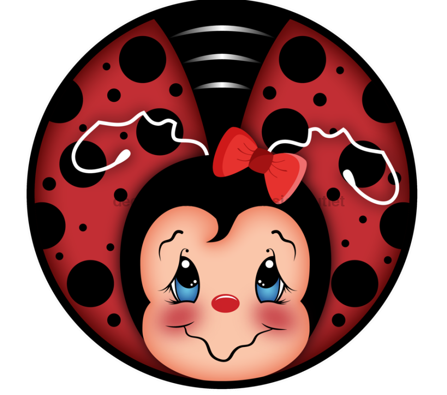 Wreath Sign, Lady Bug Sign, Lady Bug Red Bow, DECOE-1026, Sign For Wreath, DecoExchange - DecoExchange¬Æ