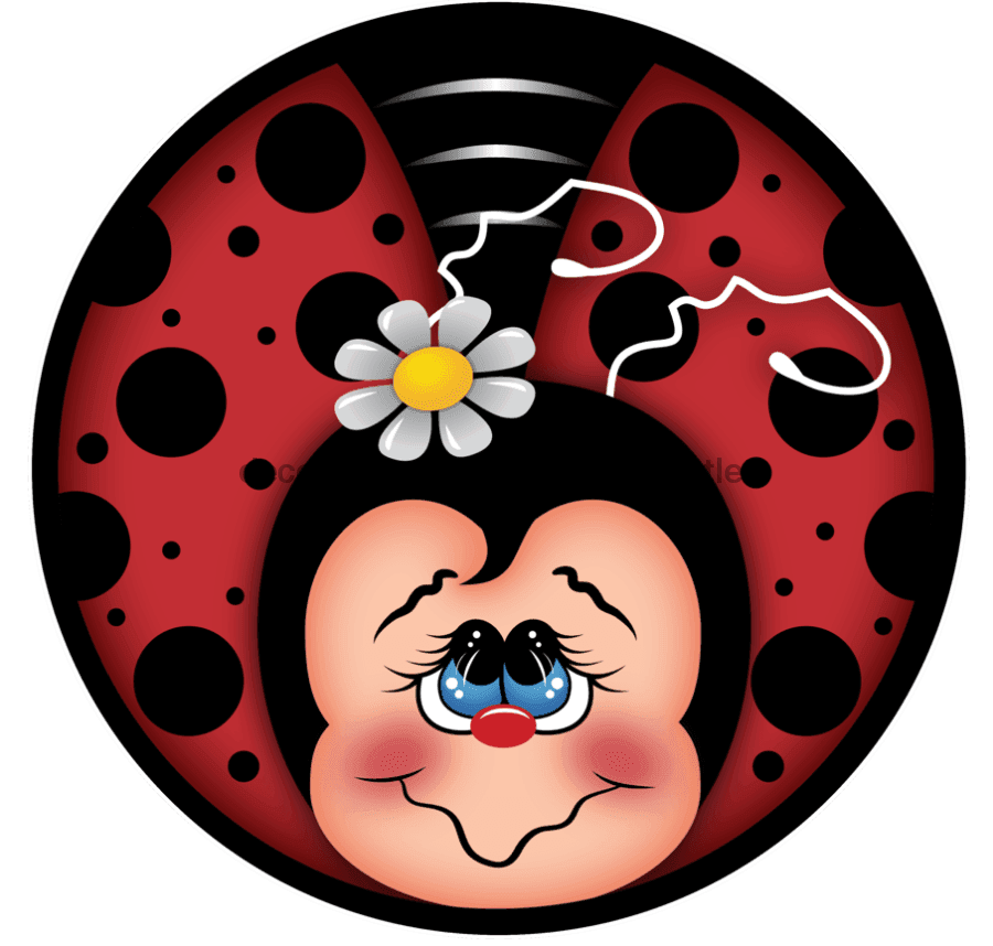 Wreath Sign, Lady Bug Sign, Lady Bug White Daisy, DECOE-1023, Sign For Wreath 10 round, metal sign, Animal