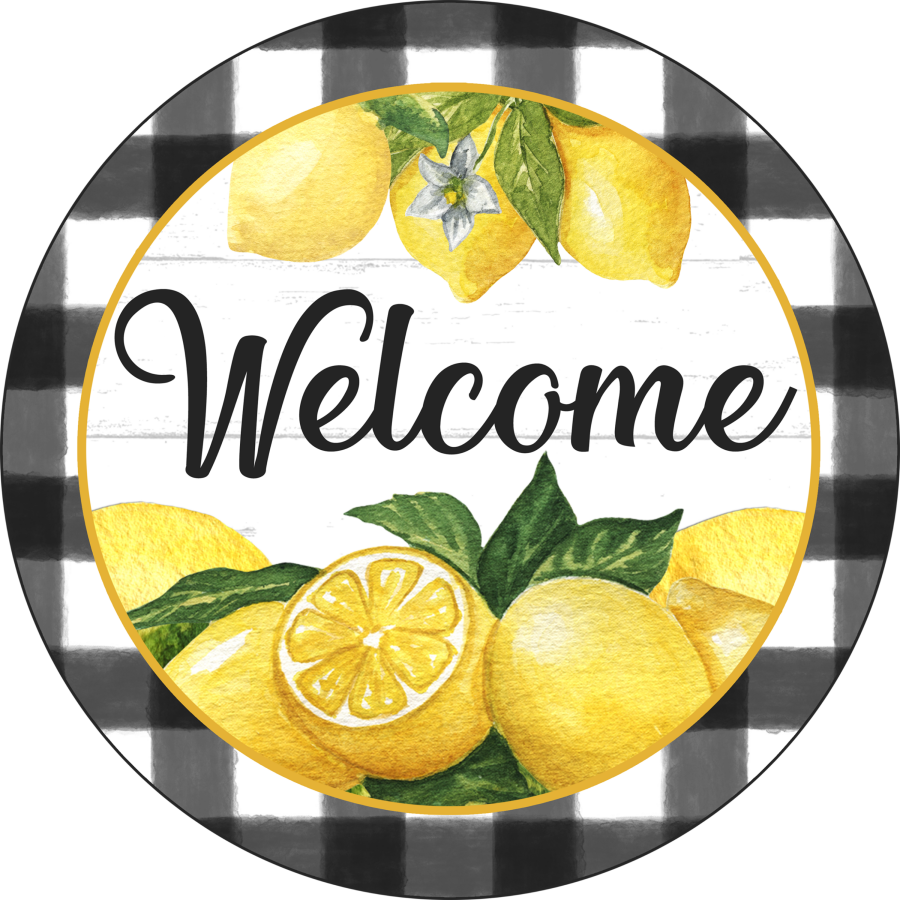 Lemon Welcome 10" Metal Wreath Sign - DECOE-274