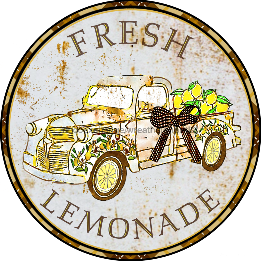 Wreath Sign, Lemonade Sign, Rustic Sign, 10" Round Metal Sign DECOE-297, Sign For Wreath, DecoExchange - DecoExchange