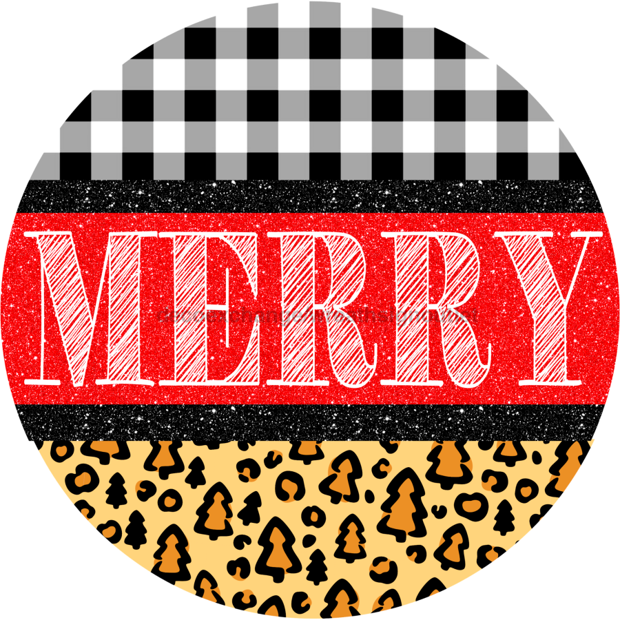 Wreath Sign, Leopard Sign, Christmas Sign, DECOE-2099, Sign For Wreath, Round Sign, DecoExchange - DecoExchange¬Æ