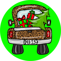 Thumbnail for Wreath Sign, Leopard Christmas Truck, 12