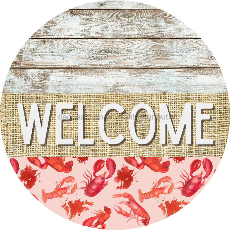 Wreath Sign, Lobster Sign, Crawfish Sign, Crustaceancore Sign, DECOE-2083, Sign For Wreath, Round Sign, DecoExchange - DecoExchange¬Æ
