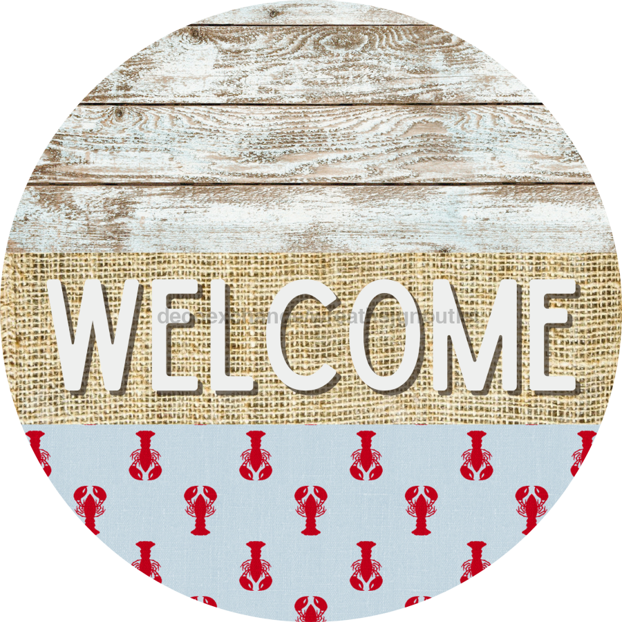 Wreath Sign, Lobster Sign, Crawfish Sign, Crustaceancore Sign, DECOE-2087, Sign For Wreath, Round Sign, DecoExchange - DecoExchange¬Æ