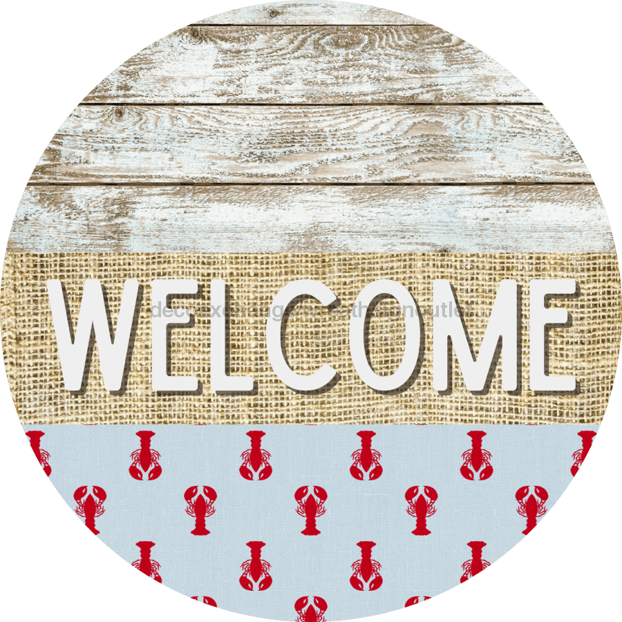 Wreath Sign, Lobster Sign, Crawfish Sign, Crustaceancore Sign, DECOE-2087, Sign For Wreath, Round Sign, DecoExchange - DecoExchange¬Æ