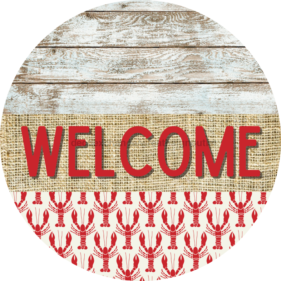 Wreath Sign, Lobster Sign, Crawfish Sign, Crustaceancore Sign, DECOE-2088, Sign For Wreath, Round Sign, DecoExchange - DecoExchange¬Æ