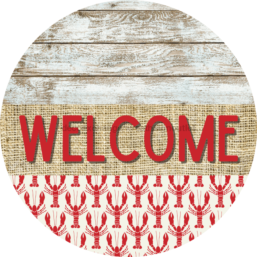 Wreath Sign, Lobster Sign, Crawfish Sign, Crustaceancore Sign, DECOE-2088, Sign For Wreath, Round Sign, DecoExchange - DecoExchange¬Æ
