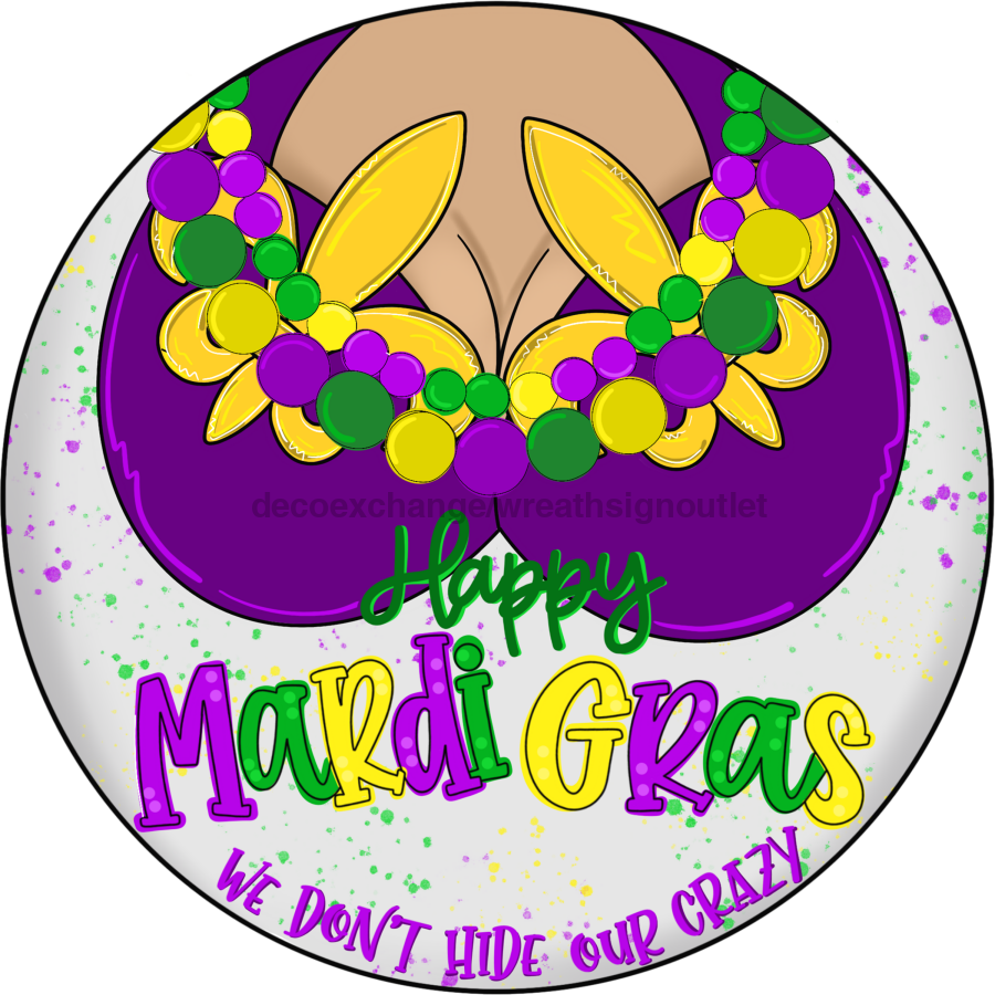 Mardi Gras 10" Metal Wreath Sign - CR-033