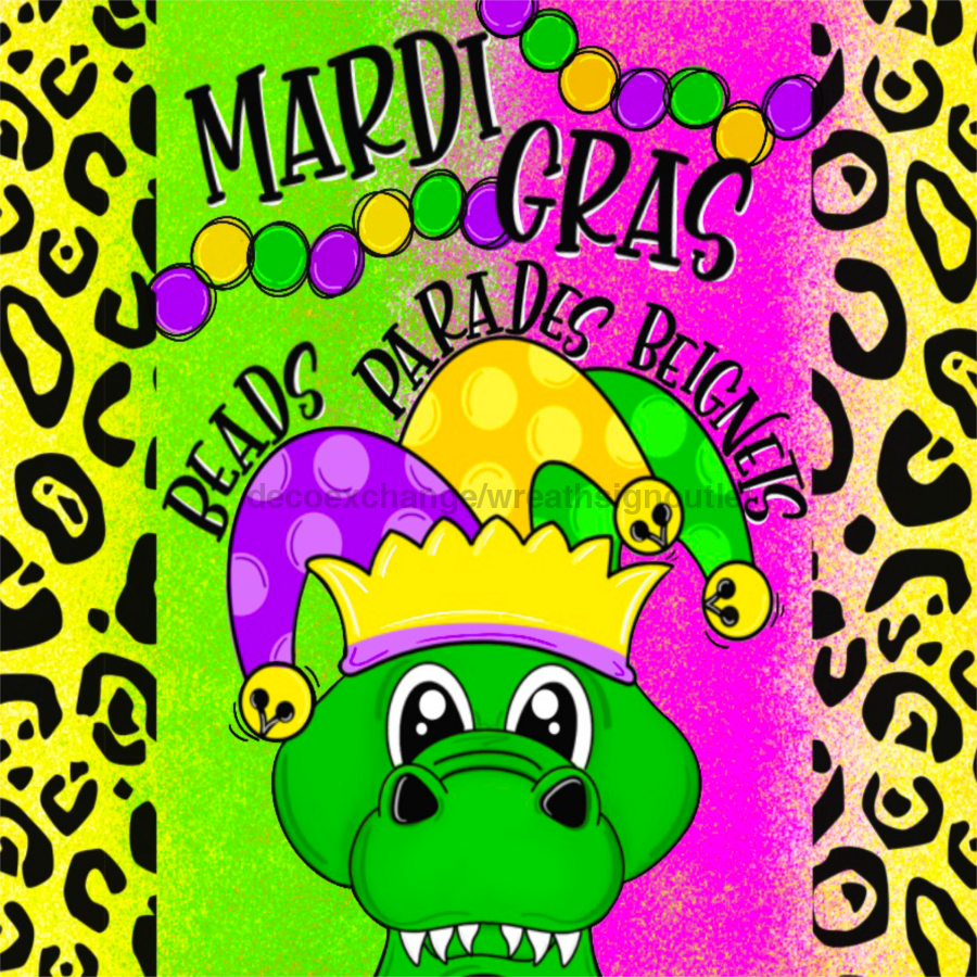 Mardi Gras 8x10" Metal Wreath Sign - CR-025