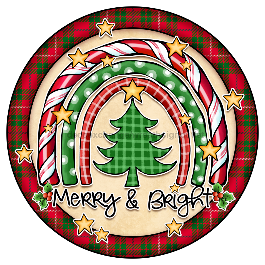 Merry and Bright 18" Wood Door Hanger - DECOE-071-DH