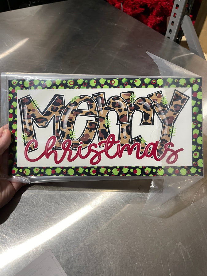 Merry Christmas Border 6x12" Metal Wreath Sign - DECOE-138