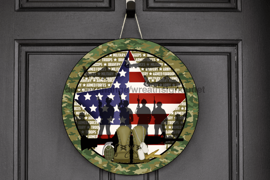 Wreath Sign, Military Sign, Veteran Sign, DECOE-2029, Sign For Wreath 10 round, metal sign, Patriotic