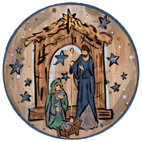 Thumbnail for Nativity Scene Religious 10" Metal Wreath Sign - DECOE-224
