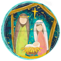 Thumbnail for Nativity Scene Religious 10" Metal Wreath Sign - DECOE-225