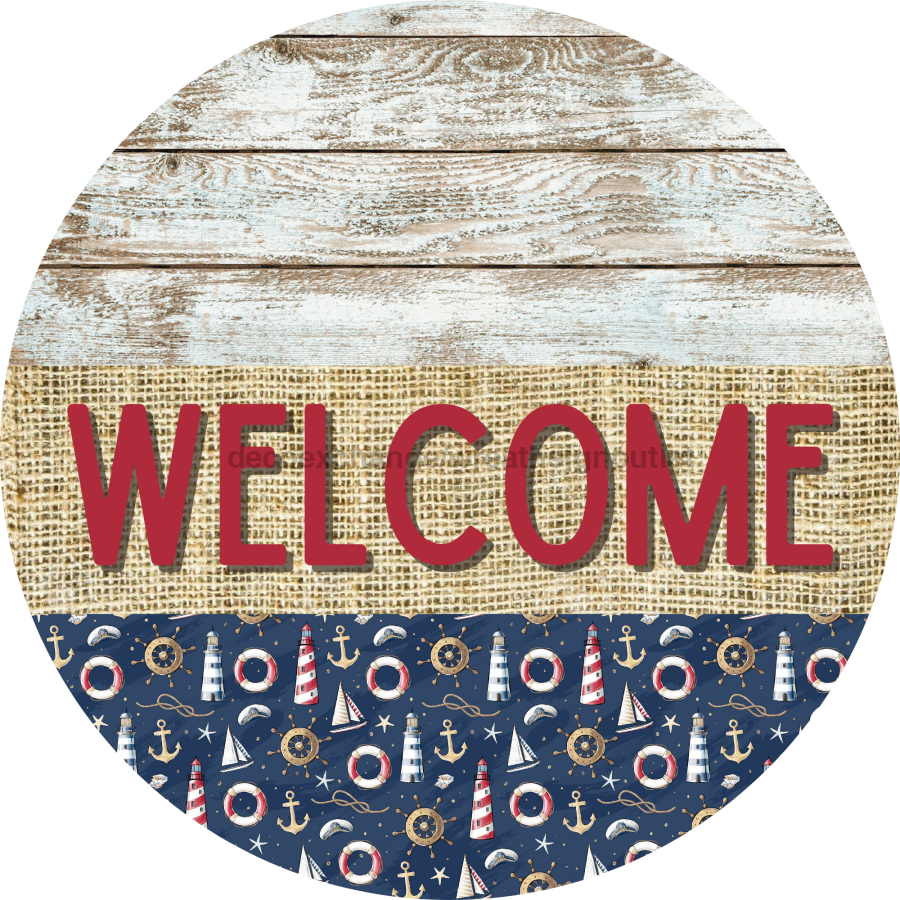 Wreath Sign, Nautical Sign, Beach Sign, DECOE-2098, Sign For Wreath, Round Sign, DecoExchange - DecoExchange¬Æ