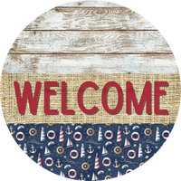 Thumbnail for Wreath Sign, Nautical Sign, Beach Sign, DECOE-2098, Sign For Wreath, Round Sign, DecoExchange - DecoExchange¬Æ