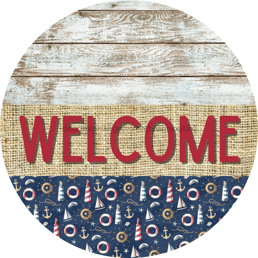 Wreath Sign, Nautical Sign, Beach Sign, DECOE-2098, Sign For Wreath, Round Sign, DecoExchange - DecoExchange¬Æ