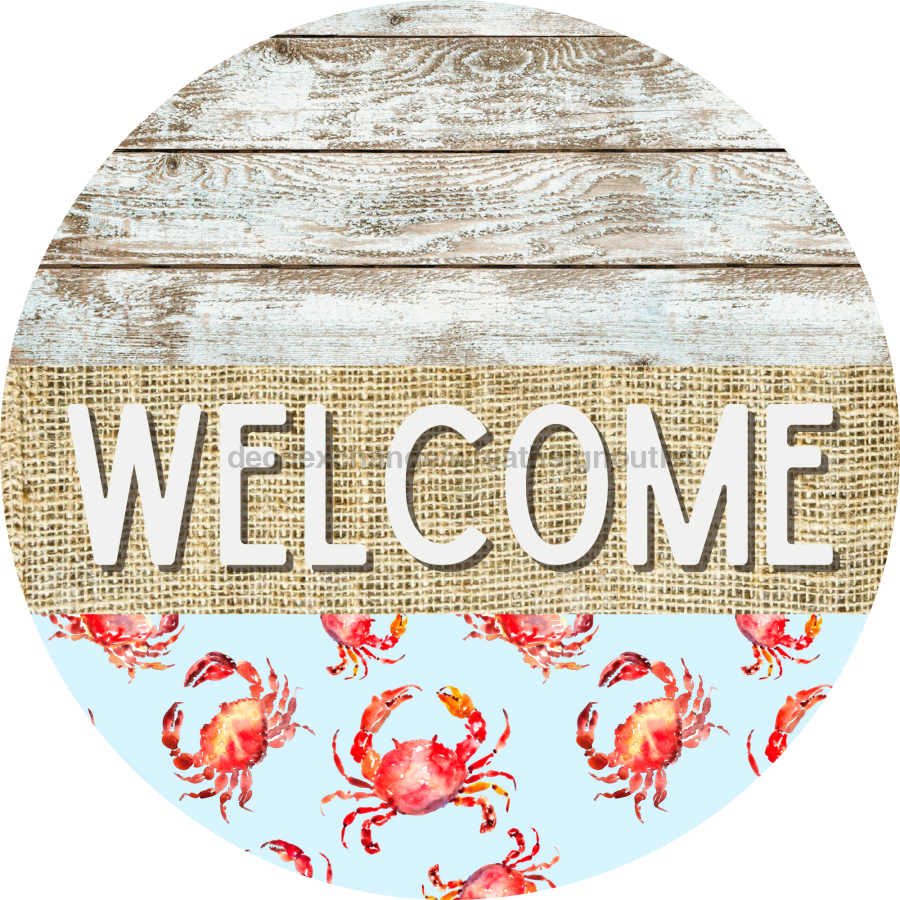 Wreath Sign, Nautical Sign, Crab Sign, Crustaceancore Sign, DECOE-2082, Sign For Wreath, Round Sign, DecoExchange - DecoExchange¬Æ