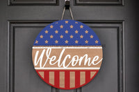 Thumbnail for Wreath Sign, Patriotic Sign, DECOE-2050, Sign For Wreath, Door Hanger,  wood wreath sign, 10 round, patriotic