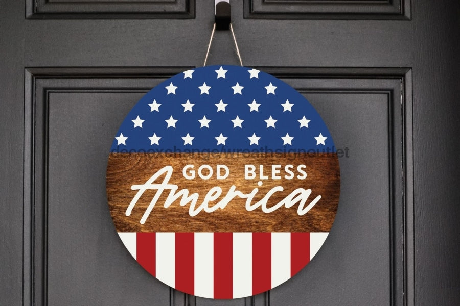 Wreath Sign, Patriotic Sign, DECOE-2055, Sign For Wreath, Door Hanger 8 round, metal sign, patriotic