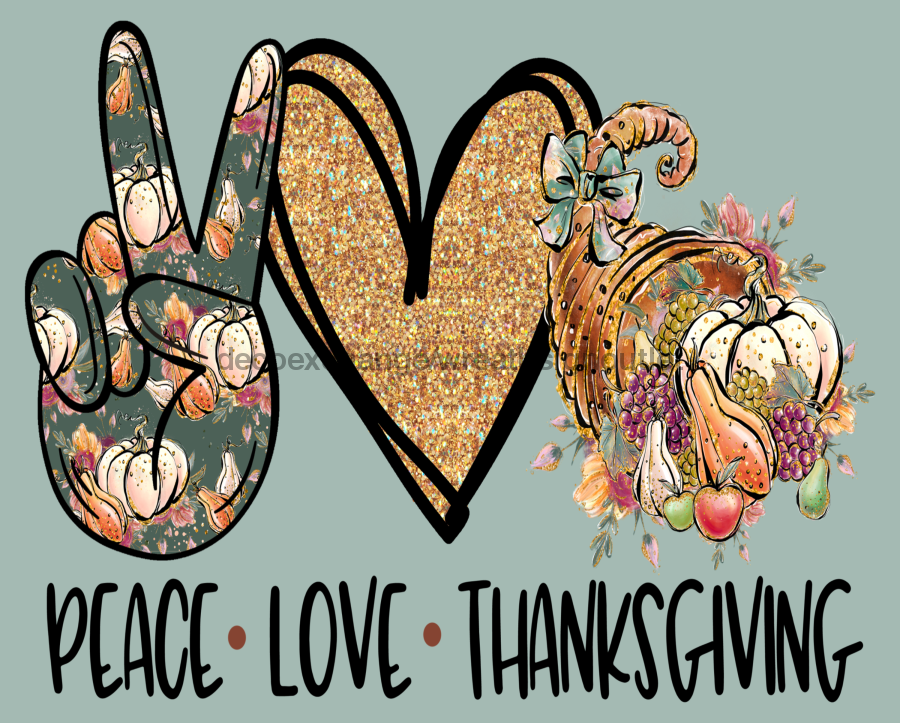 Wreath Sign, Peace Love Thanksgiving, Fall Sign, 8x10" Metal Sign DECOE-805, Sign For Wreath, DecoExchange - DecoExchange