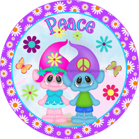Thumbnail for Peace Trolls 10" Metal Wreath Sign - DECOE-276