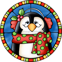Thumbnail for Wreath Sign, Penguin Sign, Winter Sign, Stained Glass, DECOE-1114, Sign For Wreath, DecoExchange - DecoExchange¬Æ