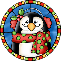Thumbnail for Wreath Sign, Penguin Sign, Winter Sign, Stained Glass, DECOE-1114, Sign For Wreath, DecoExchange - DecoExchange¬Æ