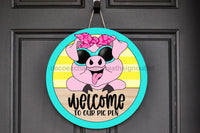 Thumbnail for Pig Welcome 18" Wood Door Hanger - CR-051-DH