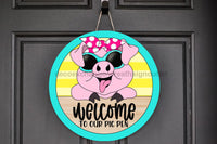 Thumbnail for Pig Welcome 18" Wood Door Hanger - CR-052-DH