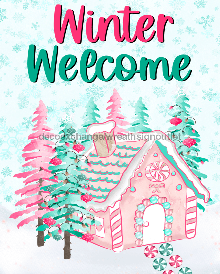 Wreath Sign, Pink and Mint Christmas, Christmas Candy Sign, Christmas ...