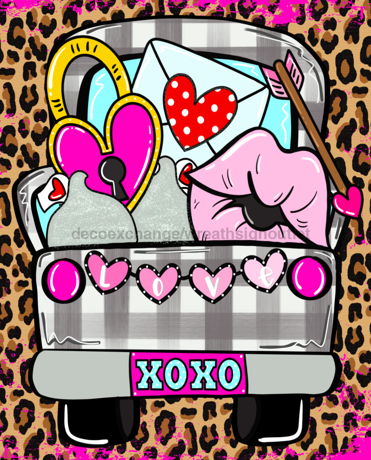 Pink Valentine Truck 8x10" Metal Wreath Sign - CR-020