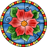 Thumbnail for Wreath Sign, Poinsettia Sign, Christmas Sign, Stained Glass, DECOE-1121, Sign For Wreath, DecoExchange - DecoExchange¬Æ